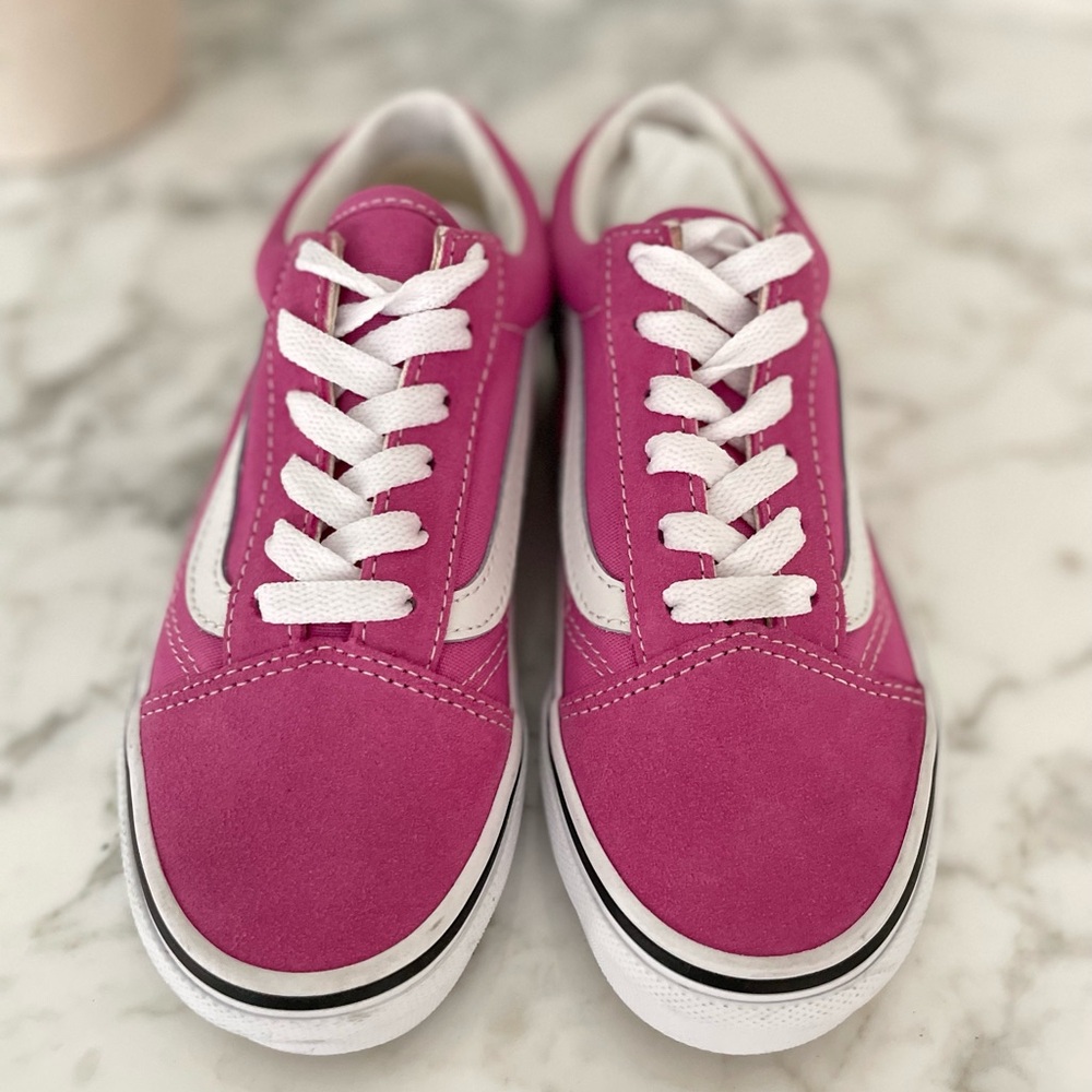 Vans Old Skool Fuchsia Pink Youth Size 2 Classic Lace Up Shoes Girls - Picture 8 of 8